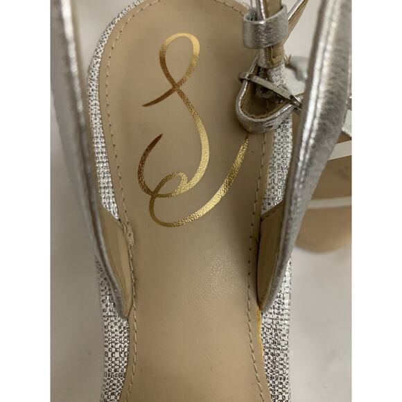 Sam Edelman Silver Strappy Heels Womens 6 Sparkly - Picture 3 of 7